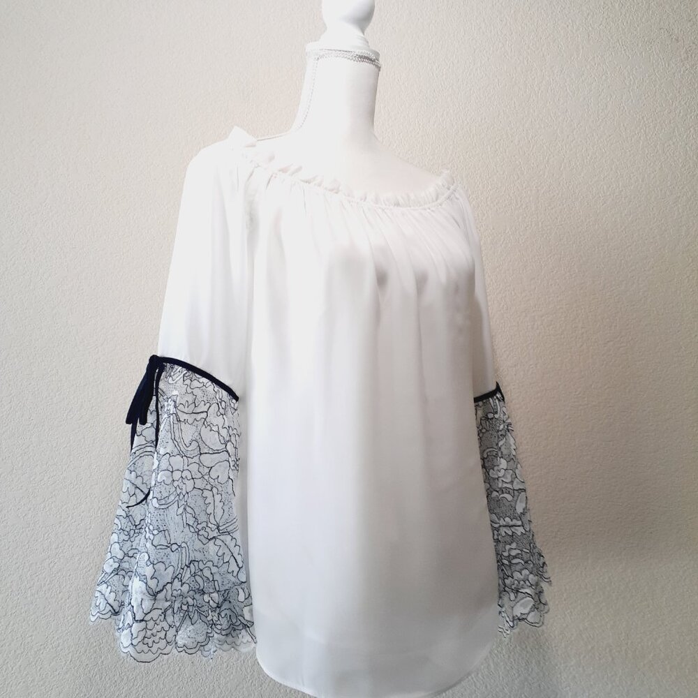 White House Black Market Lace Sleeve Blouse
